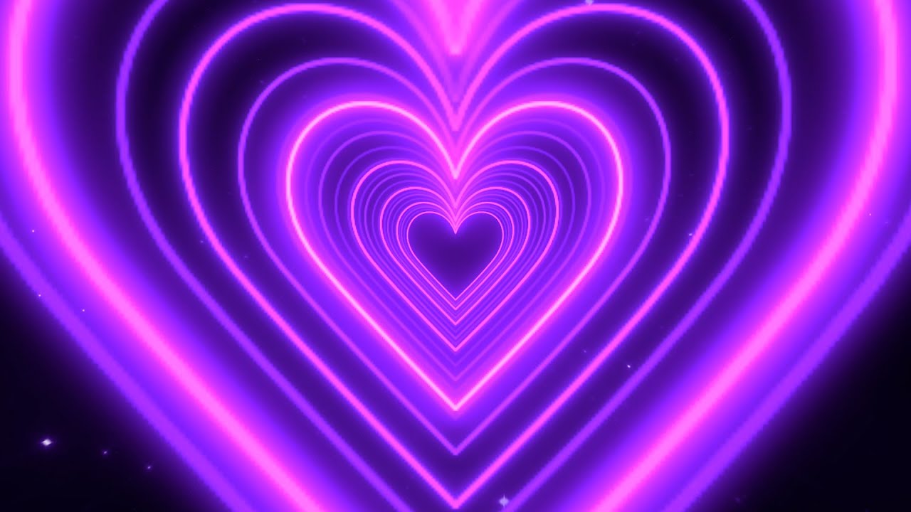 Love's Luminosity Purple Heart Background 💖💜 Romantic Radiant Pink Heart Tunnel Background Motion