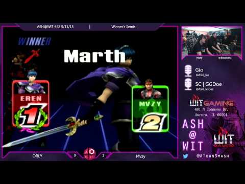 ORLY (Mewtwo, Marth, Falcon) vs Mvzy (Snake) - ASH@WIt #28 PM Winner's Semis