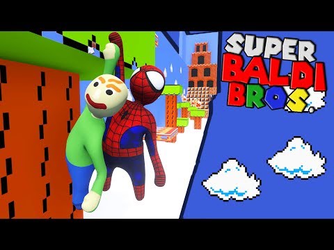 Baldi And Spiderman Visit Marios World Human Fall Flat - kindly keyin roblox baldi
