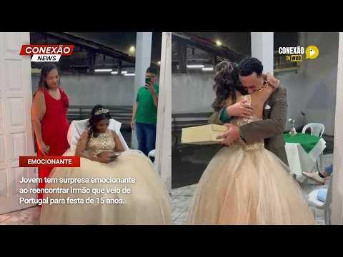 Vídeo: Jovem tem surpresa emocionante ao reencontrar irmão que veio de Portugal para festa de 15 anos.
