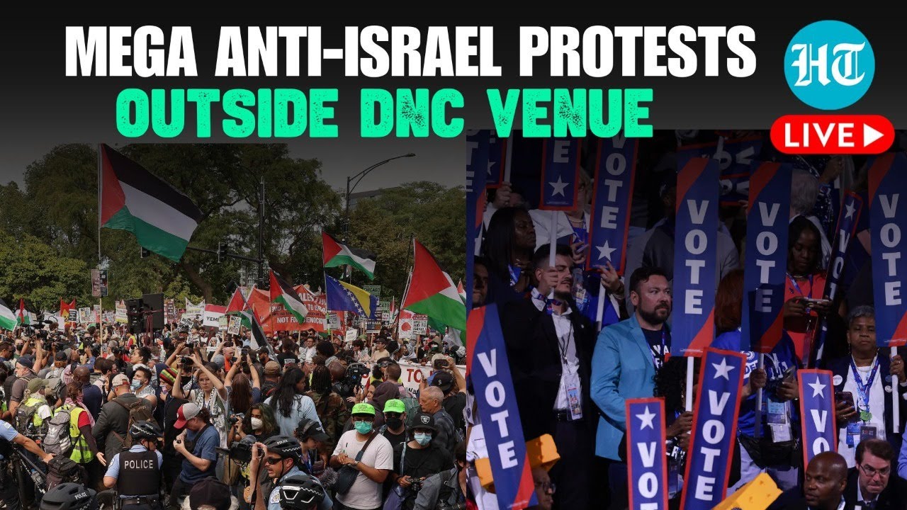 LIVE | Massive Anti-Israel Protests Erupt Outside Democratic National Convention in Chicago | Trump