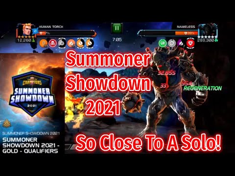 Summoner Showdown 2021 6 Star Nameless (King Groot) Almost Solo'ed With Human Torch! | MCOC