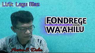 Download lagu FONDREGE WA'AHILU - Havino S. Duha | lagu nias mp3