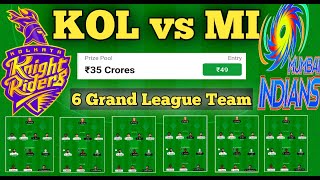 kol vs mi dream prediction | kolkata vs mumbai dream prediction | dream team of today match