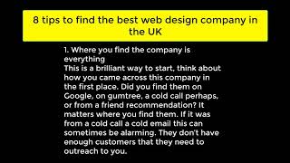 8 tips to find the best web design company in the UK