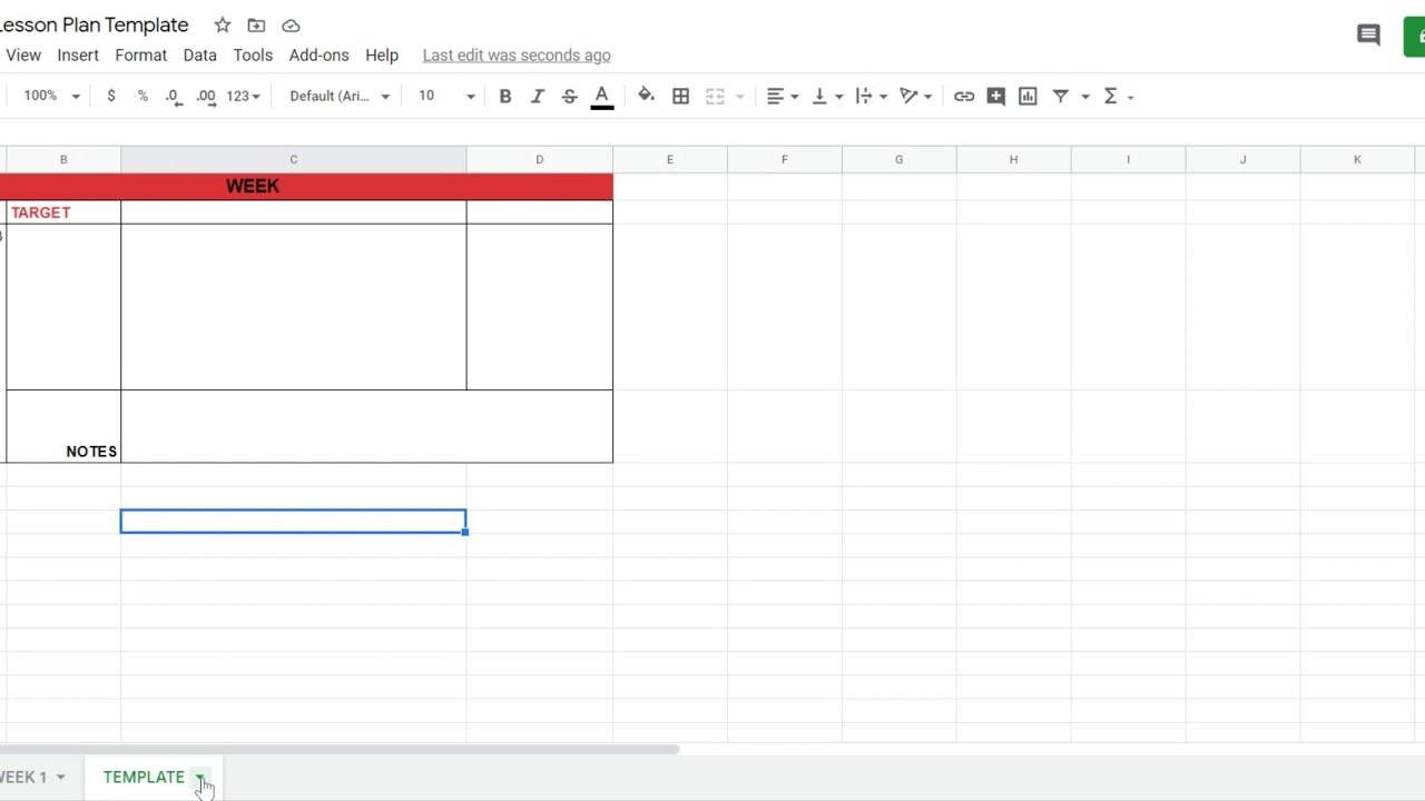 Weekly Lesson Plan Template   Google Sheets