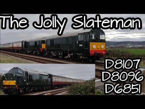 Prestatyn 20.11.21 - D8107 D8096 D6851 The Jolly Slateman Railtour - Class 20 37 - BR Green Flopsie