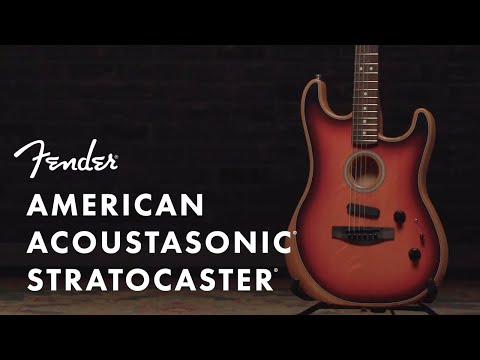 Fender American Acoustasonic Stratocaster Acoustic Guitar - Dakota Red image 7