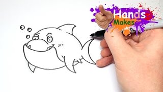 Easy How To Draw A Cartoon Baby Great White Shark For Kids