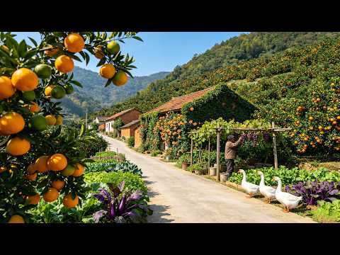 Entire Hillside Covered In Orange Trees! Real Undisturbed Chinese Countryside Tour 4K HDR