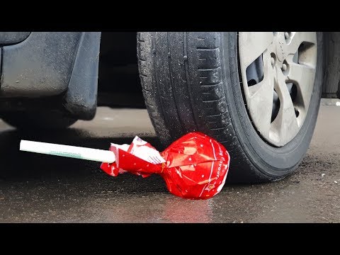 Experiment- Car Vs Giant Chupa Chups