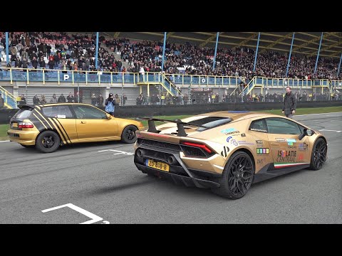 Lamborghini Huracan Performante vs  1040HP Honda Civic EG B18 Turbo 4x4