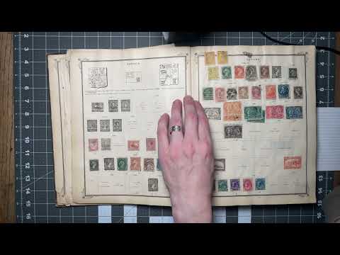 ASMR Page Turning Vintage Stamp Book Examination - crisp sounds, vintage stamps, no talking