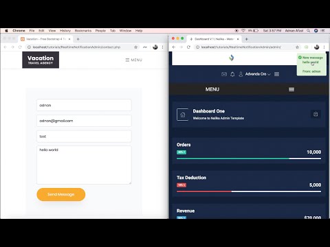 Contact us realtime notification on admin panel - Node JS (no refresh)