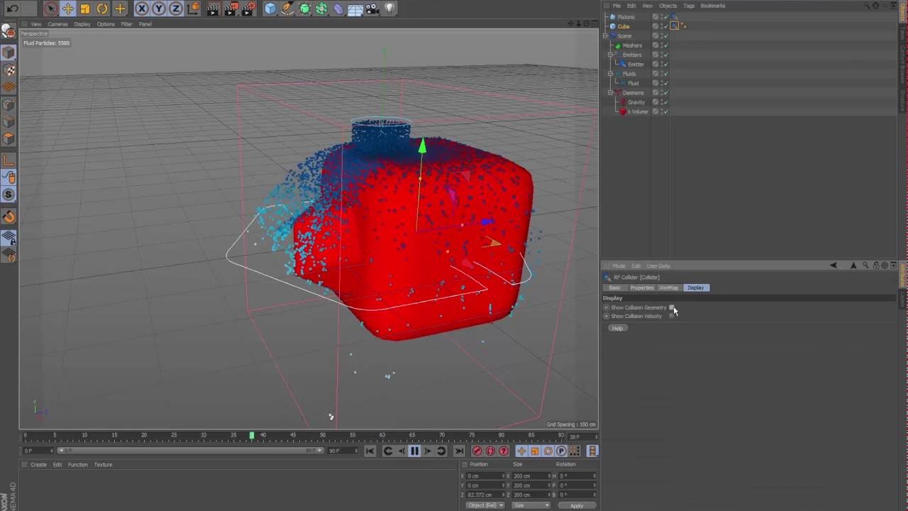 Tutorial - RealFlow | Cinema 4D Particle-Object Interaction: Geometry Collision