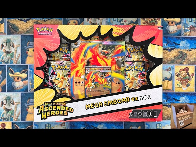 Vídeo relacionado con Pokémon: Colección Mega-Emboar ex de Megaevolución-Héroes Ascendentes (1 Carta holográfica de promoción, 1 Carta de Gran tamaño con Efecto 3D y 4 Sobres de Mejora)
