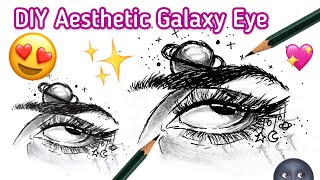 How To Draw a Aesthetic Galaxy Eye Tutorial 🌝💕| Easy Drawing Tutorial | Strawberrypuffcake