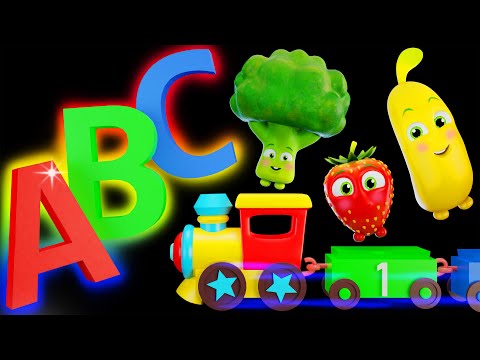 🚂🍉 Funky Fruits with ABC Train | Baby Sensory Animation, Fun Dance Party and Learn Video 🍓