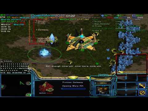 StarCraft1 CoachAI demo gameplay using custom hotkeys