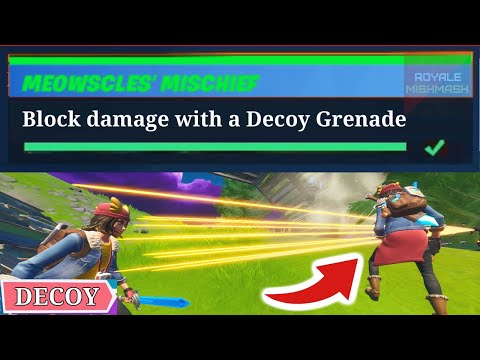 Block damage with a Decoy Grenade Fortnite Guide (Meowscles Mischief Challenge)!
