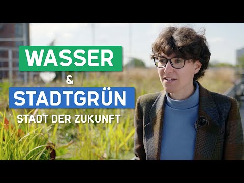 Gründächer und Bäume in der Stadt der Zukunft