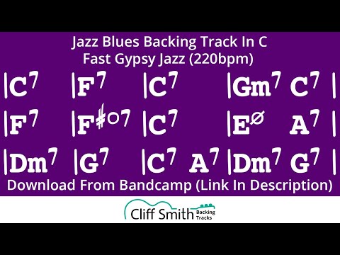 C Major - Fast Gypsy Jazz Blues Backing Track (220bpm)