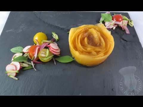 Recette de rose de melon au Porto, petite salade multicolore