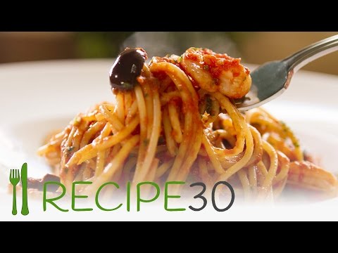 Shrimp Pasta with Roasted Tomato and Chili sauce