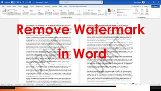 How to remove watermark (DRAFT, CONFIDENTIAL, SAMPLE, DO NOT COPY...) in a Word document