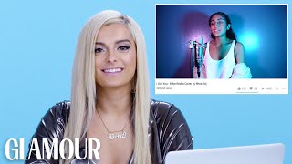 Video thumbnail of "Bebe Rexha Watches Fan Covers on YouTube | Glamour"