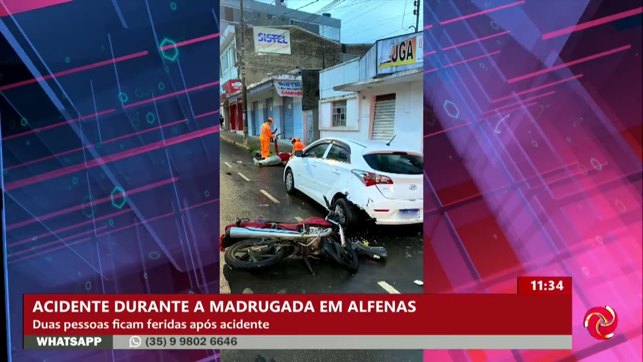 Duas pessoas ficam feridas em acidente no Jardim Panorama, em Alfenas