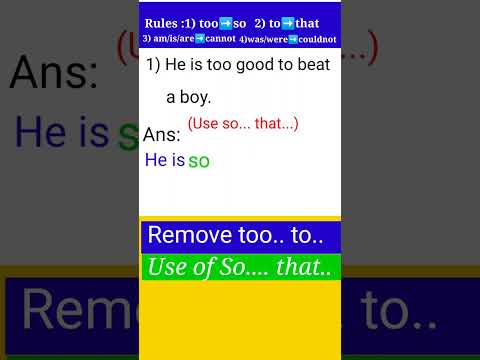 Remove too | So that #shorts #englishgrammar