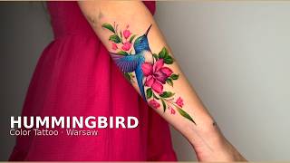 Hummingbird & Floral Tattoo — Full Session | Color Botanical Tattoo Warsaw