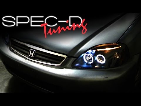 SPECDTUNING INSTALLATION VIDEO: 1999-2000 HONDA CIVIC PROJECTOR HEAD LIGHTS