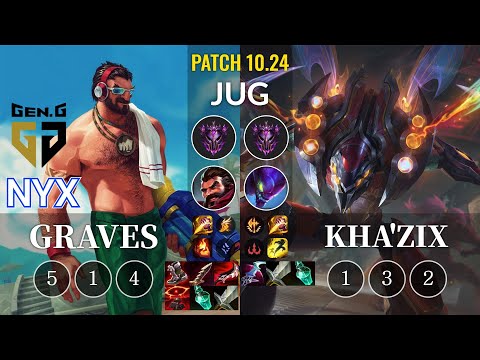 GEN Nyx Graves vs Kha'Zix Jungle - KR Patch 10.24