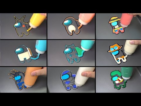 Among us Pancake art - pokemon ver, dragon ball ver, one piece ver