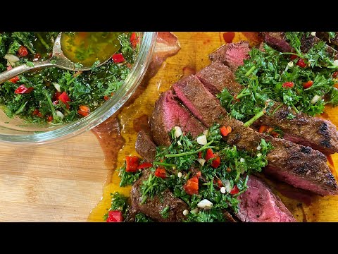 CHURRASCO AL SARTEN CON UNA SALSA CHIMICHURRI