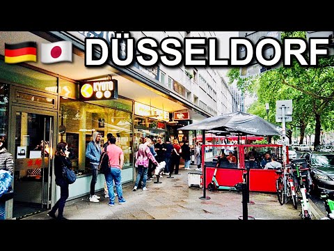 [4K] Centro Comunitário Japonês - Little Tokyo Walk em Düsseldorf, Alemanha