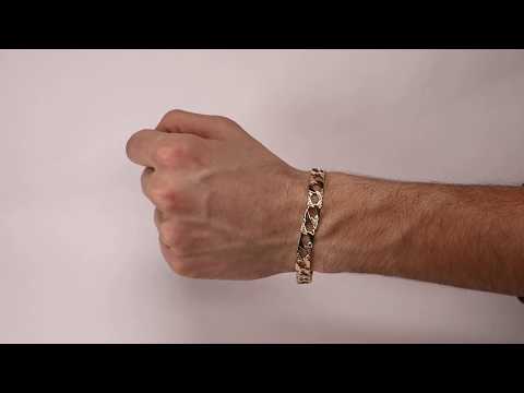 B2 - 9ct Gold Solid Textured Square Ladies Curb Bracelet - 9mm