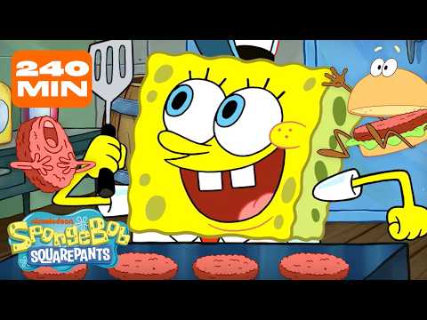 4 HOURS of SpongeBob Cooking at the Krusty Krab 🍔 | SpongeBob