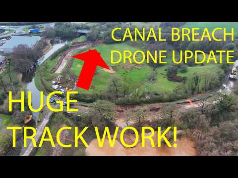 Whitchurch Canal Breach Update, Track Almost Reaches Road + Flood Check With Commentary (19thFeb)