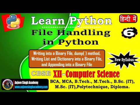 Python Tutorial Python File Handling 06 Binary File Handling Write Append Records Pickling