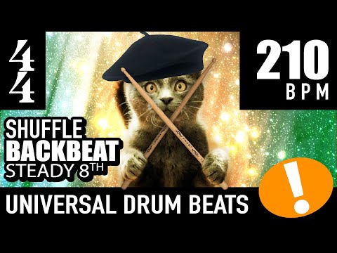 Play Too! 4/4 Backbeat - Shuffle - Steady 8th [210 BPM] Universal Drum Beat Backing Track