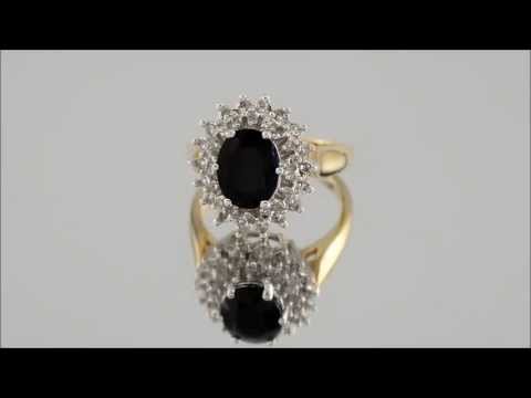 9ct Gold 1/4ct Diamond And Sapphire Cluster Ring - D6707
