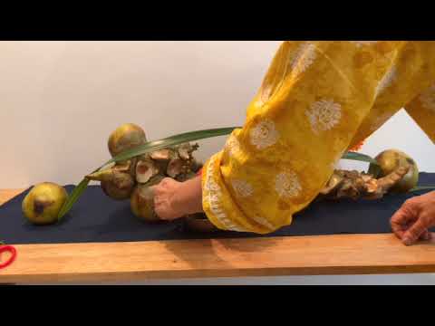 Grishma Ritu/summer ikebana. Nature offers as per season.Ikebana with Ice AppleTadgola-ohara school