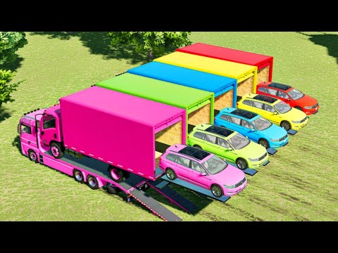 LOAD & TRANSPORTING VOLKSWEGAN PASSAT & ISUZU TRUCK WITH TRUCK MAN - Farming Simulator 22