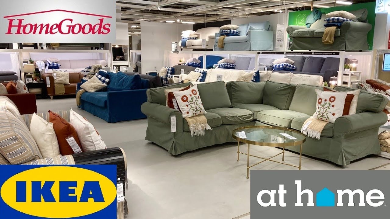 IKEA AT HOME HOMEGOODS FURNITURE SOFAS ARMCHAIRS TABLES SHOP WITH ME SHOPPING STORE WALK THROUGH