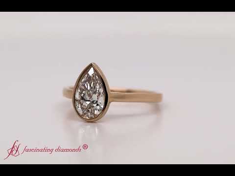 Pear Bezel Set Lab Diamond Engagement Ring In Gold- FD9423PER- Fascinating Diamonds
