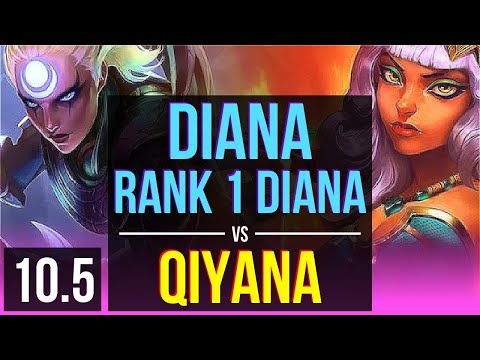 DIANA vs QIYANA (MID) | Rank 1 Diana, Quadrakill, Legendary, KDA 15/4/5 | Korea Grandmaster | v10.5