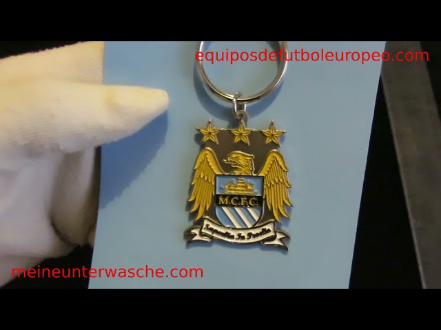 Vídeo relacionado con Manchester City FC Llavero de metal oficial con escudo de fútbol/fútbol (talla única) (blanco/azul)